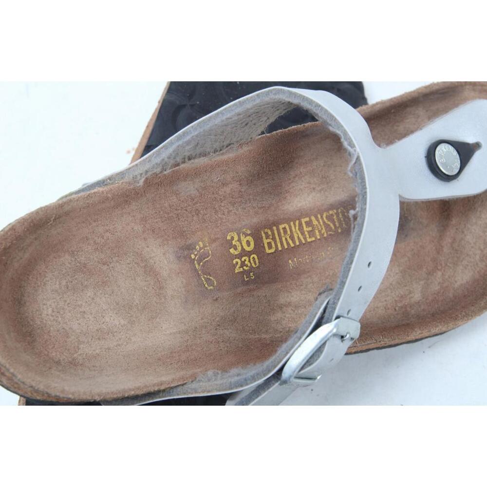 Birkenstock Gizeh Sandals Birko Flor Silver Shoes Women's 36 /5 - Picture 4 of 12